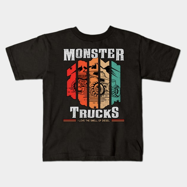 Monster Trucks I Love The Smell Of Diesel Classic Kids T-Shirt by Sunil Belidon